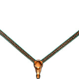 Bar H Equine Horse Genuine Leather Stud Breast Collar ,Headstall Tan