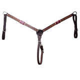 BAR H EQUINE Horse Hand Carved Breast Collar Headstall Genuine Leather Brown - Uhorse