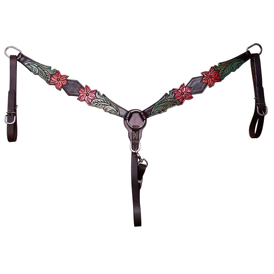 BAR H EQUINE Horse Hand Painted Breast Collar Headstall Genuine Leather Brown - Uhorse