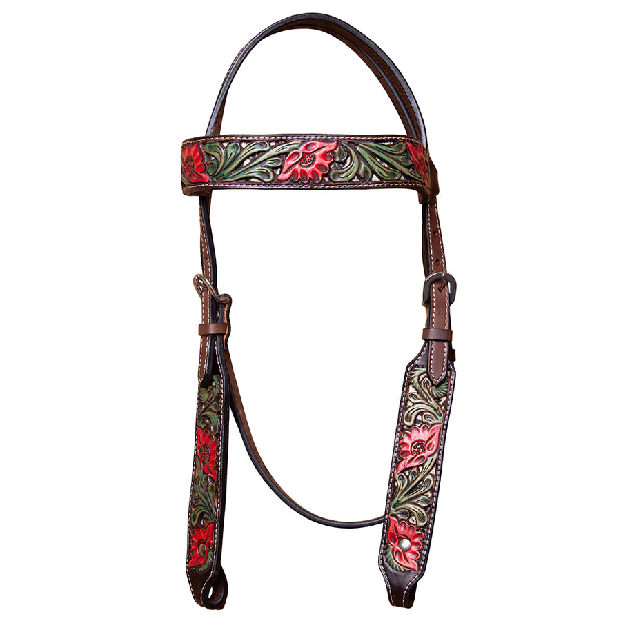 BAR H EQUINE Western Horse Genuine Leather Headstall Dark Brown - Uhorse