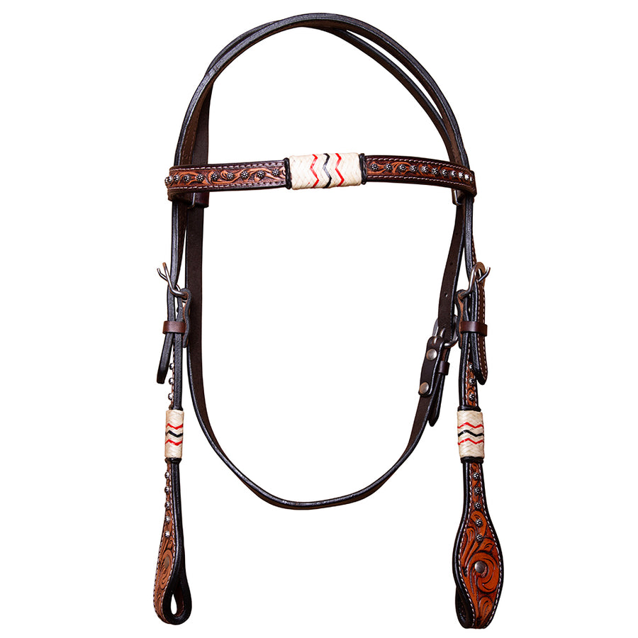 BAR H EQUINE Western Horse Genuine Leather Headstall Dark Brown - Uhorse