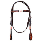 BAR H EQUINE Western Horse Genuine Leather Tack Set Dark Brown