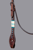 BAR H EQUINE Western Horse Genuine Leather Tack Set Dark Brown