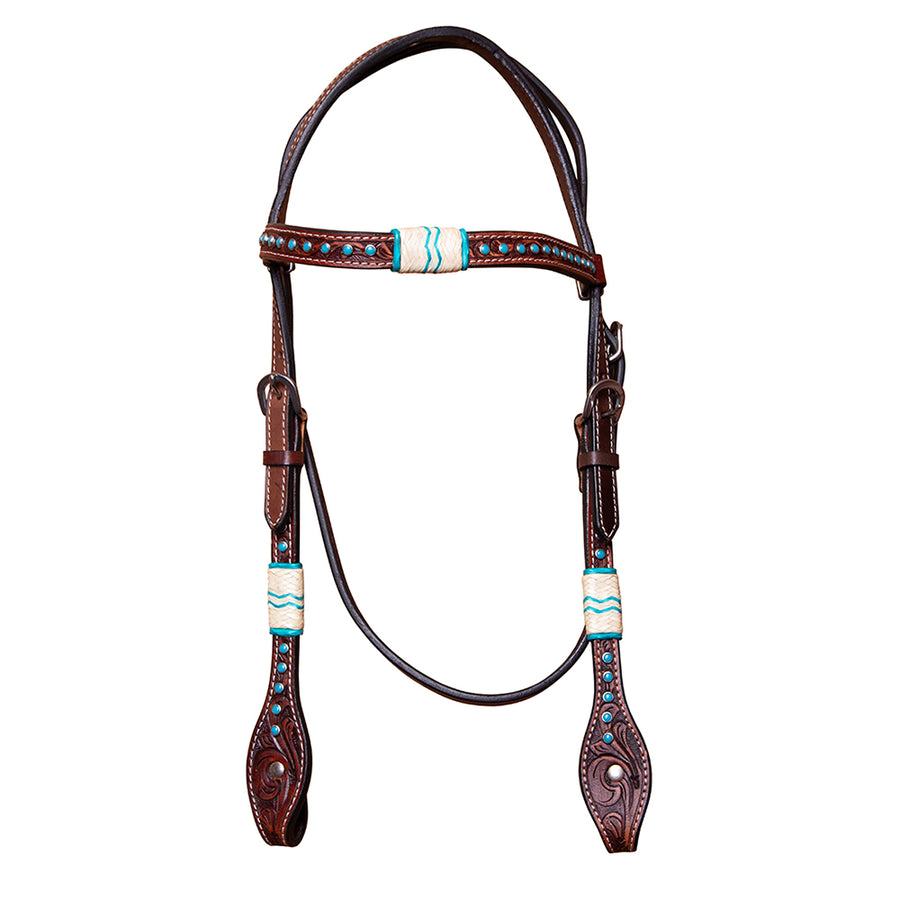 BAR H EQUINE Western Horse Genuine Leather Headstall Dark Brown - Uhorse
