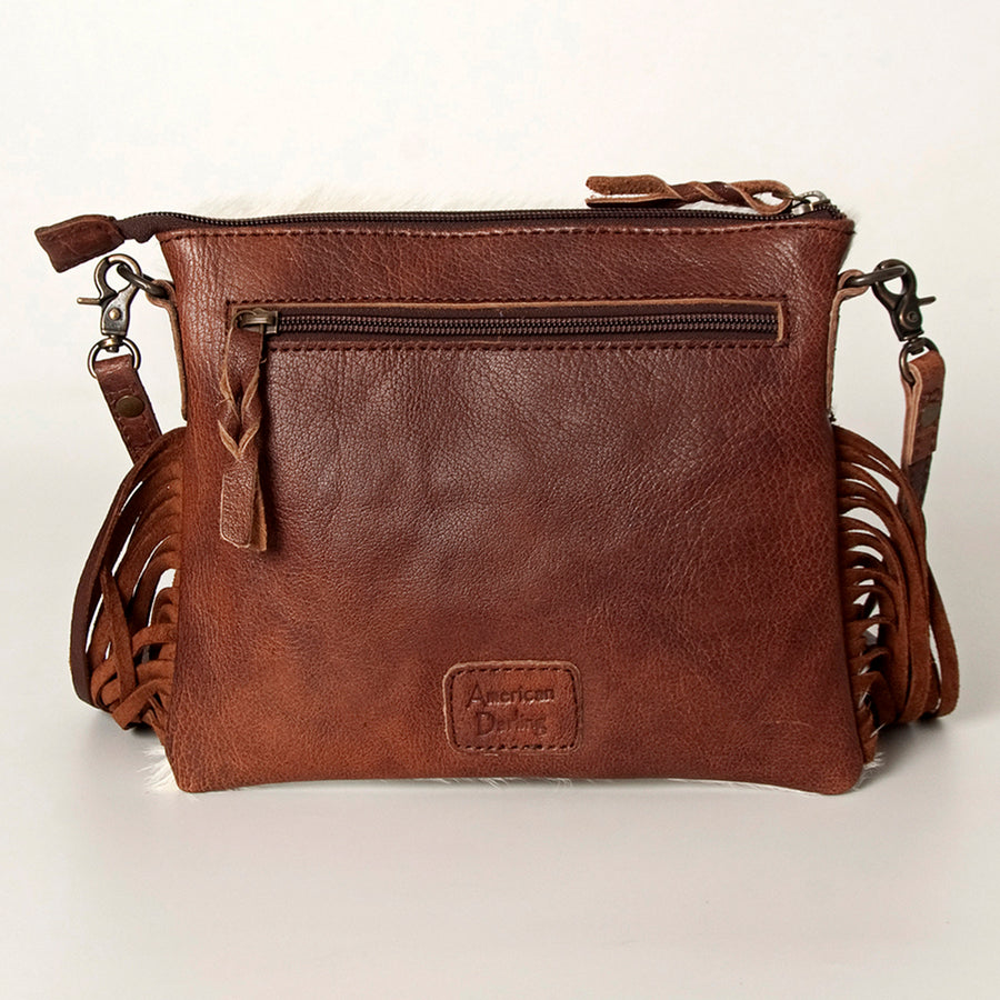 American Darling Western Small Crossbody Bag – Genuine Hair-On Cowhide Leather with Fringes, Adjustable Strap, Handcrafted in Texas
