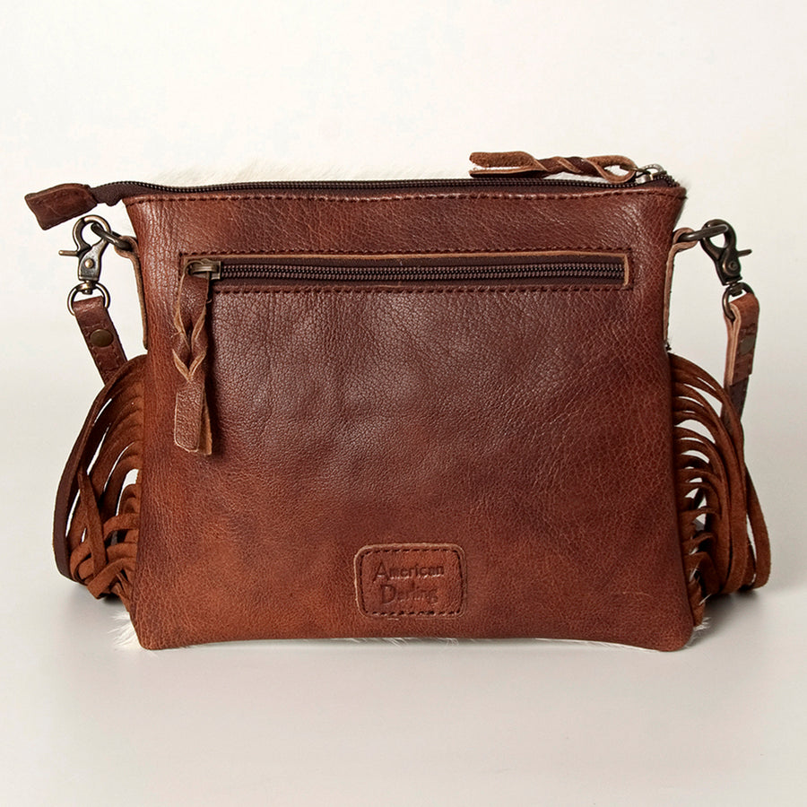American Darling Western Small Crossbody Bag – Genuine Hair-On Cowhide Leather with Fringes, Adjustable Strap, Handcrafted in Texas