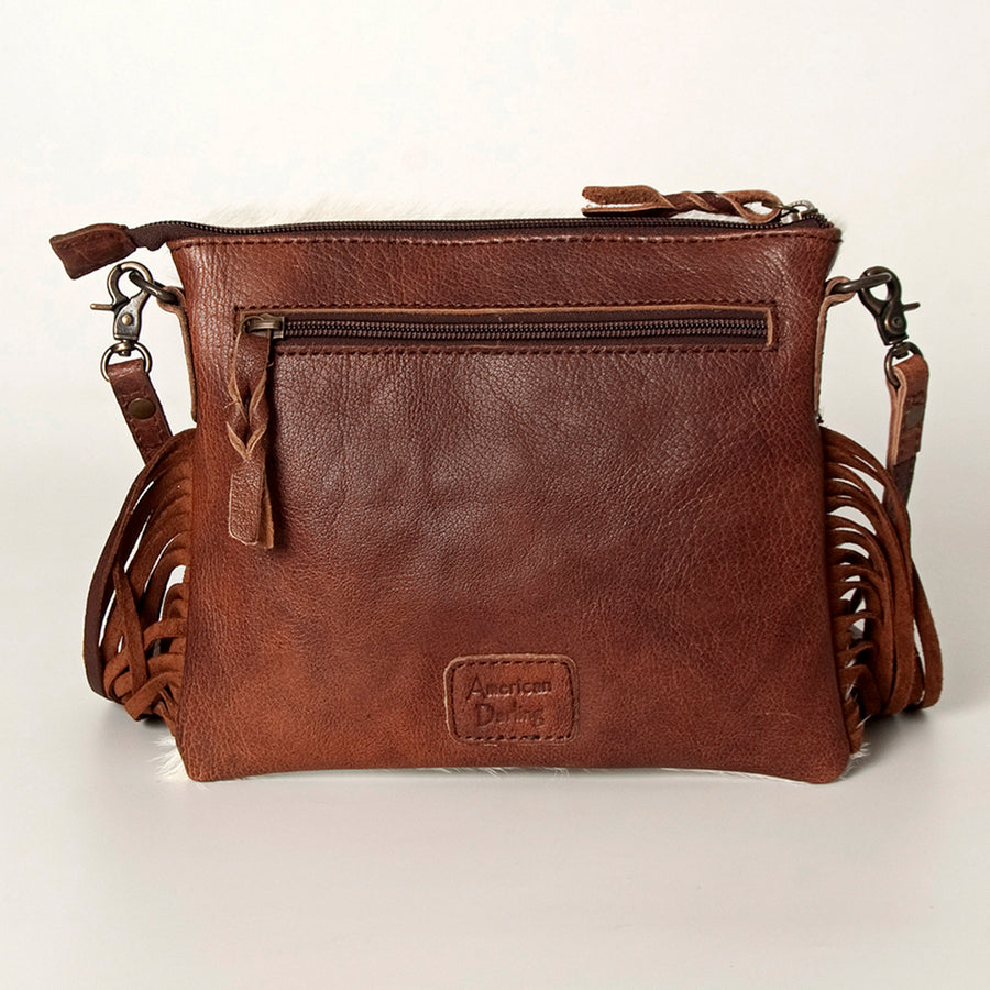 American Darling Western Small Crossbody Bag – Genuine Hair-On Cowhide Leather with Fringes, Adjustable Strap, Handcrafted in Texas