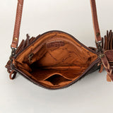 American Darling Western Small Crossbody Bag – Genuine Hair-On Cowhide Leather with Fringes, Adjustable Strap, Handcrafted in Texas