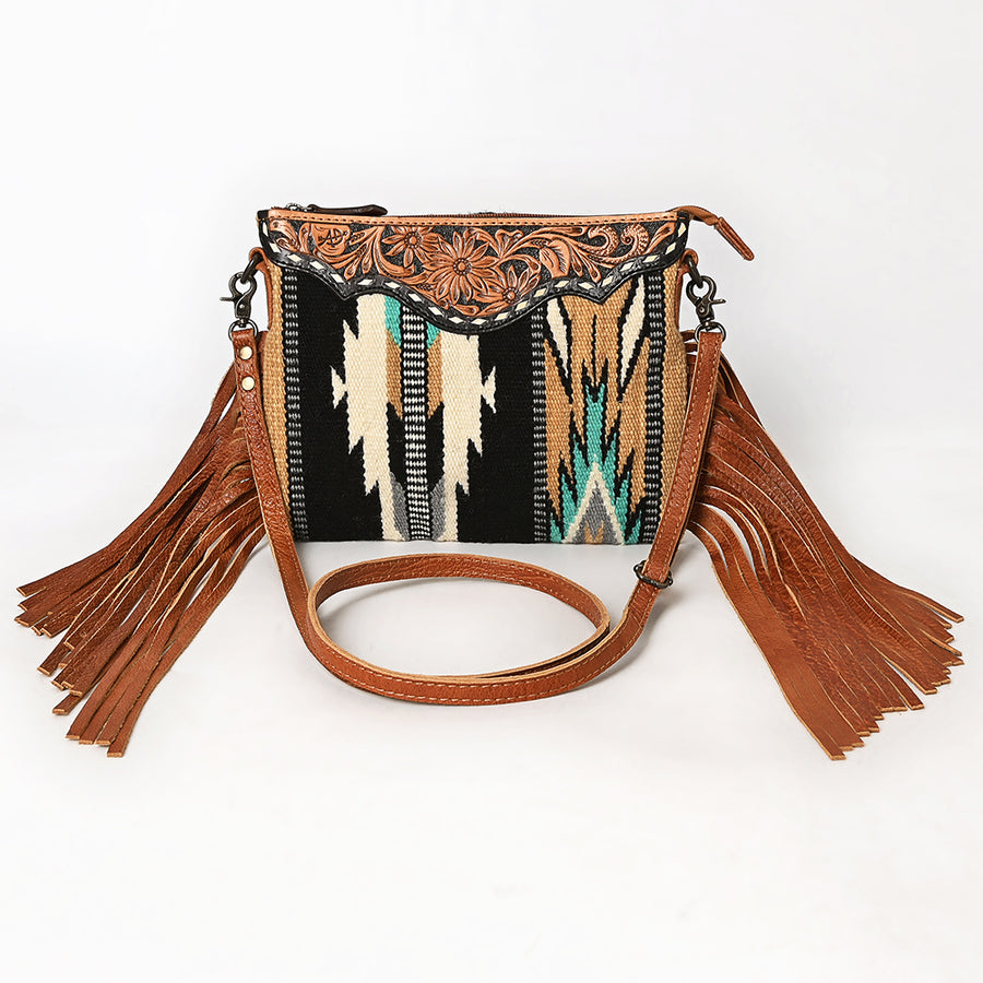American Darling CrossBody Bag Saddle Blanket Fabric Genuine Leather Western Women Handbag Purse | for Cute Travel