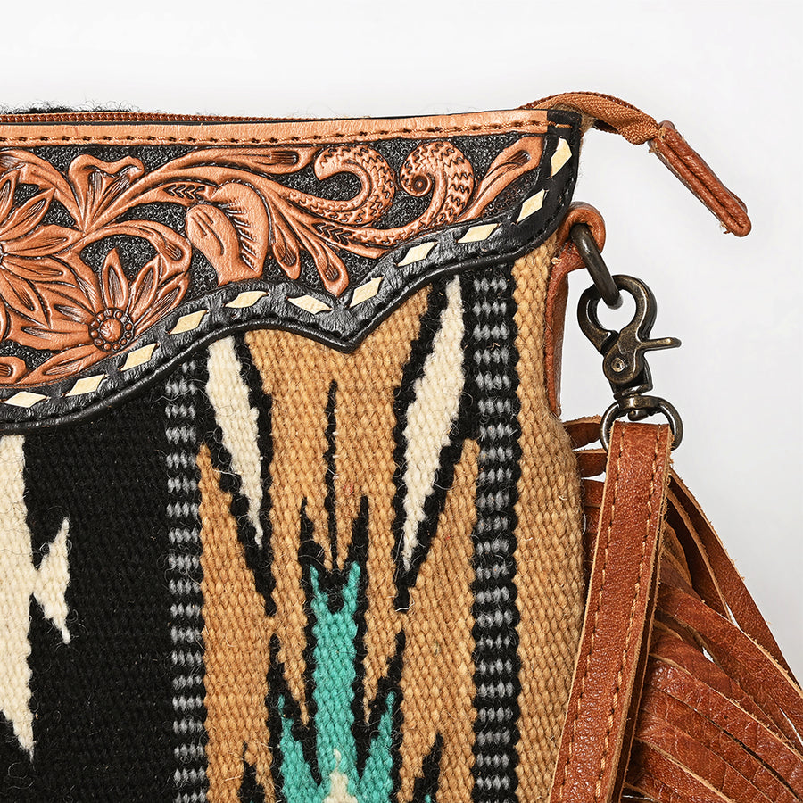 American Darling CrossBody Bag Saddle Blanket Fabric Genuine Leather Western Women Handbag Purse | for Cute Travel