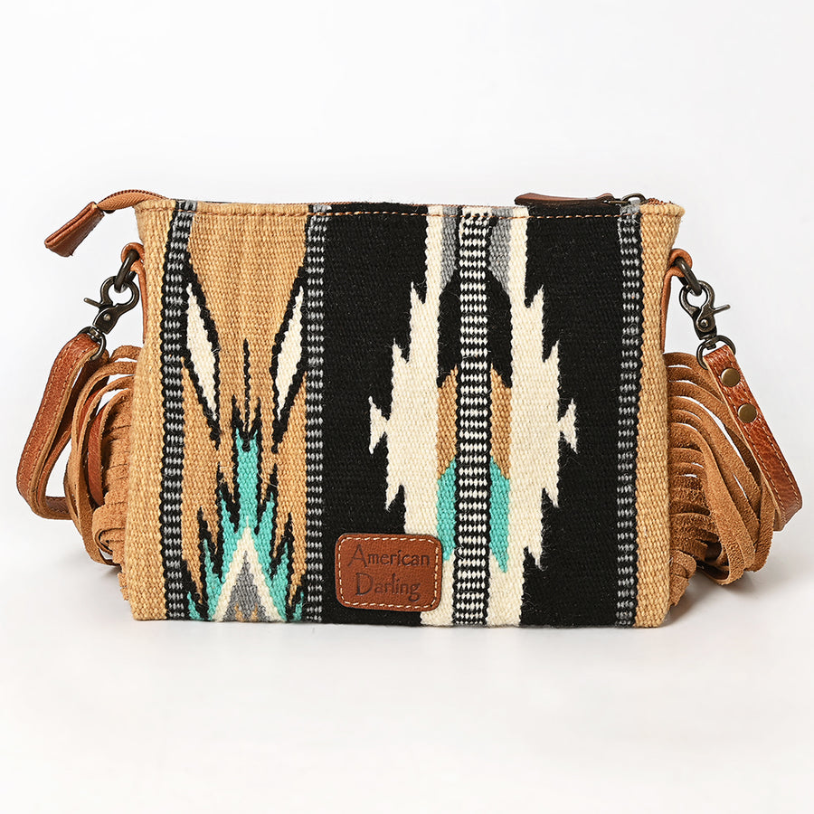 American Darling CrossBody Bag Saddle Blanket Fabric Genuine Leather Western Women Handbag Purse | for Cute Travel