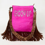 American Darling Messenger Hand Tooled Hair On Genuine Leather W.