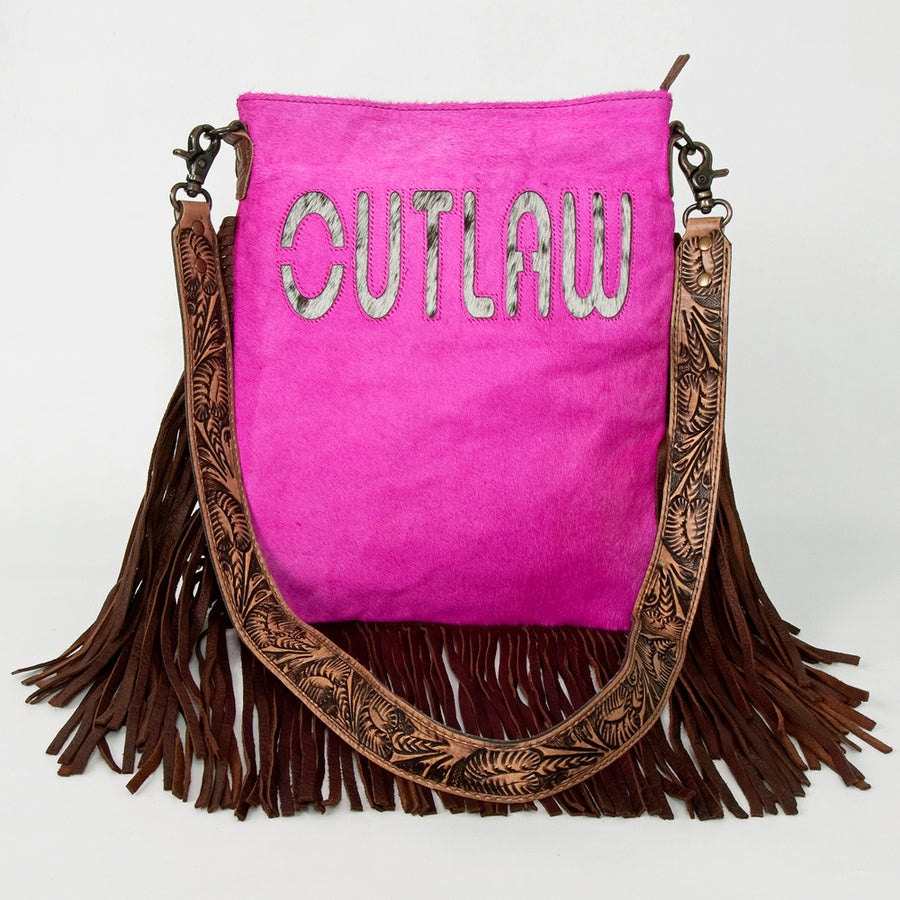 American Darling Messenger Hand Tooled Hair On Genuine Leather Western Women Bag Handbag Purse | Cute