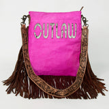 American Darling Messenger Hand Tooled Hair On Genuine Leather W.