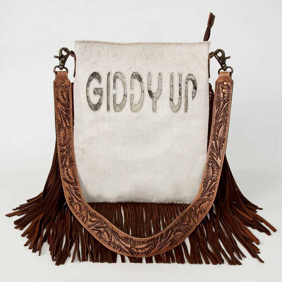 American Darling Messenger Hand Tooled Hair On Genuine Leather Western Women Bag Handbag Purse | Cute