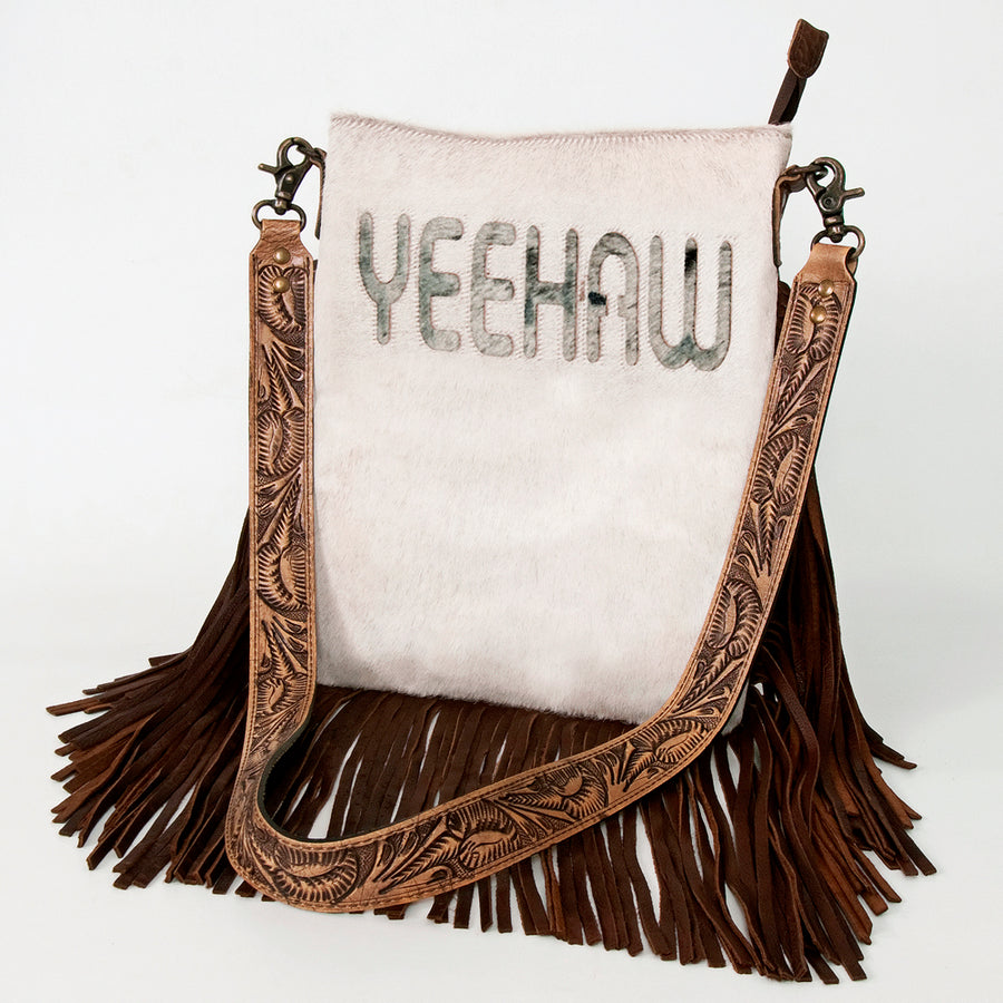 American Darling Large Crossbody Hand Tooled Hair on Genuine Leather Western Women Bag Handbag Purse | Cute - Uhorse