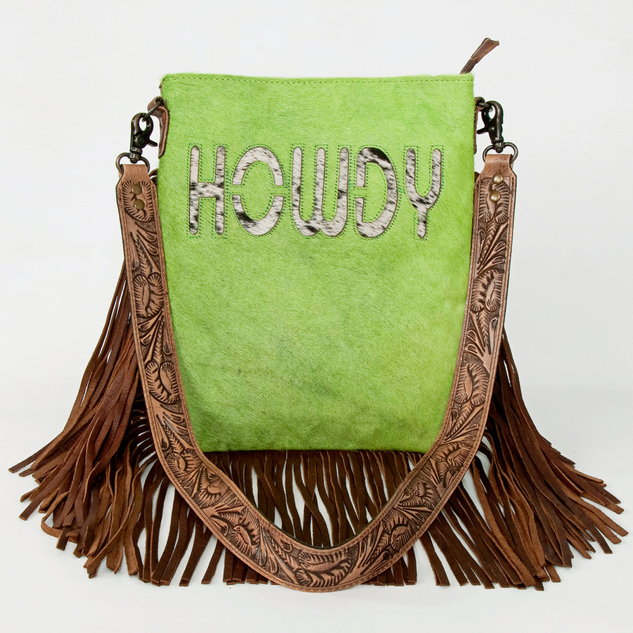 American Darling Messenger Hand Tooled Hair On Genuine Leather Western Women Bag Handbag Purse | Cute