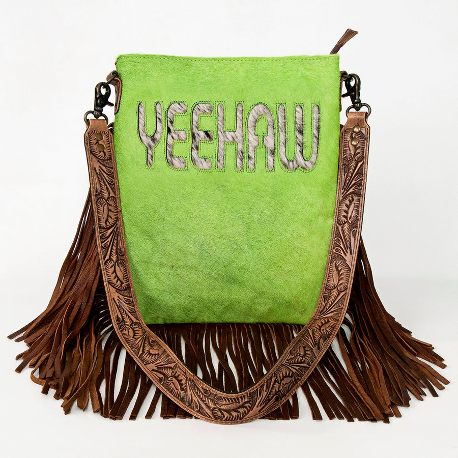 American Darling Messenger Hand Tooled Hair On Genuine Leather Western Women Bag Handbag Purse | Cute