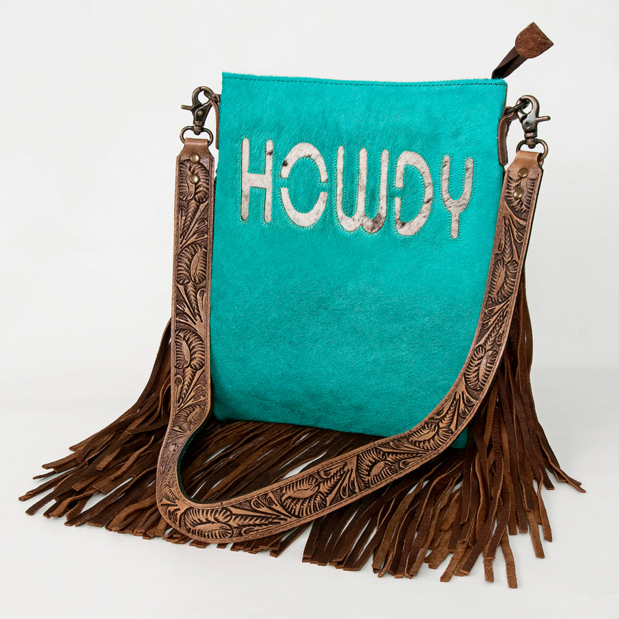 American Darling Large Crossbody Hand Tooled Hair on Genuine Leather Western Women Bag Handbag Purse | Cute - Uhorse
