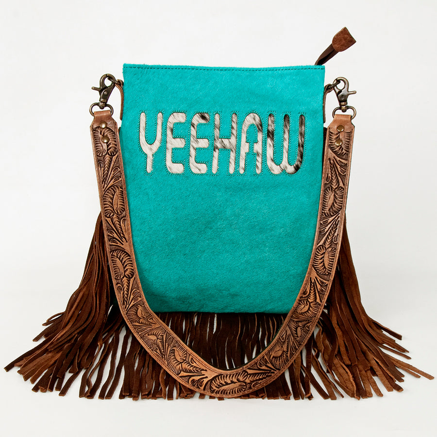 American Darling Messenger Hand Tooled Hair On Genuine Leather Western Women Bag Handbag Purse | Cute