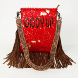 American Darling Messenger Hand Tooled Hair On Genuine Leather W.