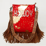 American Darling Messenger Hand Tooled Hair On Genuine Leather W.