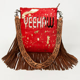 American Darling Messenger Hand Tooled Hair On Genuine Leather W.