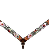 Bar H Equine Western Horse Floral Genuine American Leather Breast Collar Headstall Tack Set