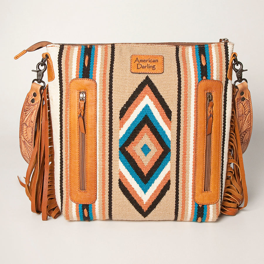 American Darling Signature Crossbody Hand Tooled Saddle Blanket Genuine Leather Women Bag Western Handbag Purse