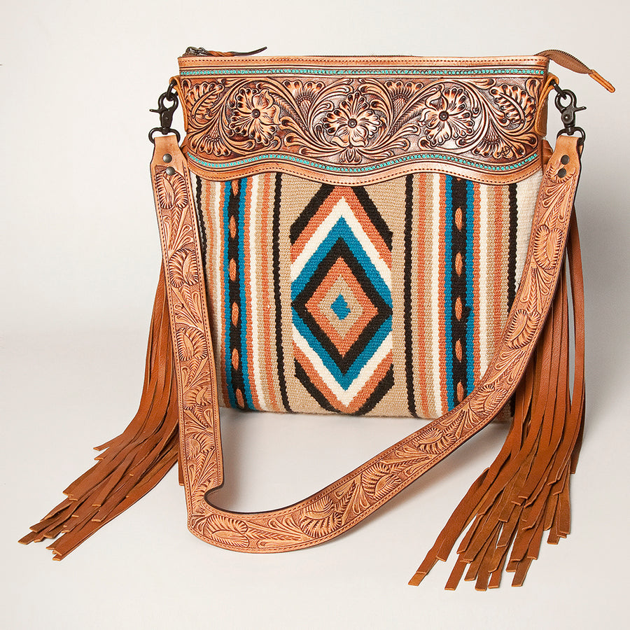 American Darling Signature Crossbody Hand Tooled Saddle Blanket Genuine Leather Women Bag Western Handbag Purse - Uhorse