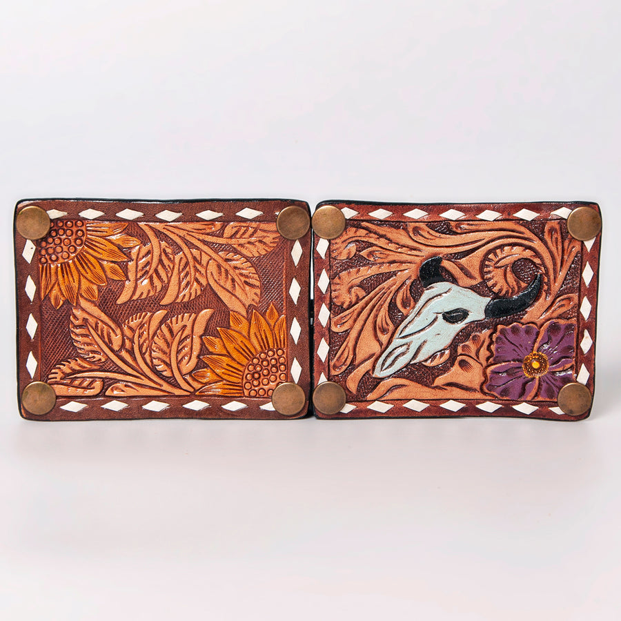 American Darling Cross body Bag, Hand Tooled Floral Leather, Hair-On Cowhide with Fringes, Western Handcrafted Purse