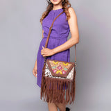 American Darling Clutch Hand Tooled Hair-On Genuine Leather Women Bag Western Handbag Purse