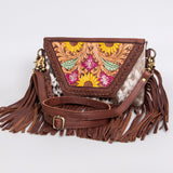 American Darling Clutch Hand Tooled Hair-On Genuine Leather Women Bag Western Handbag Purse