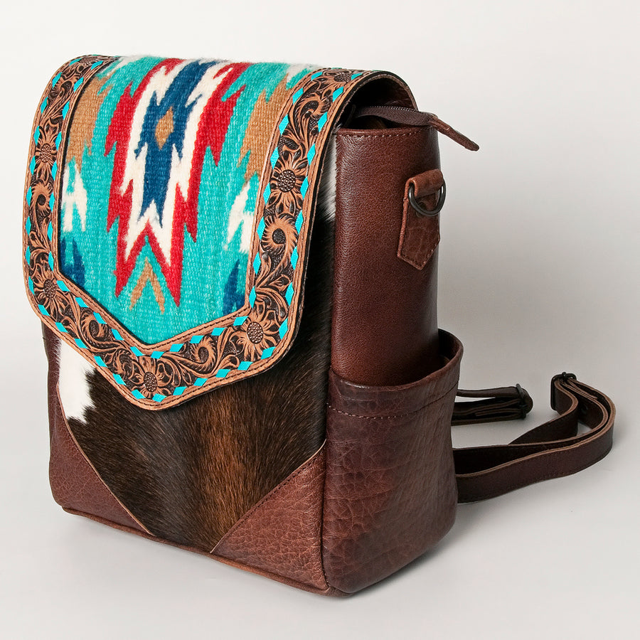 American Darling Hand Tooled Floral and Saddle Blanket Leather Western Backpack - Uhorse