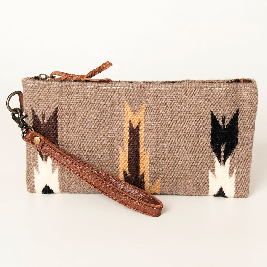 American Darling Wristlet Bag Handcrafted from Floral Embossed Damascus Genuine Leather with YKK Zipper and Wrist Strap