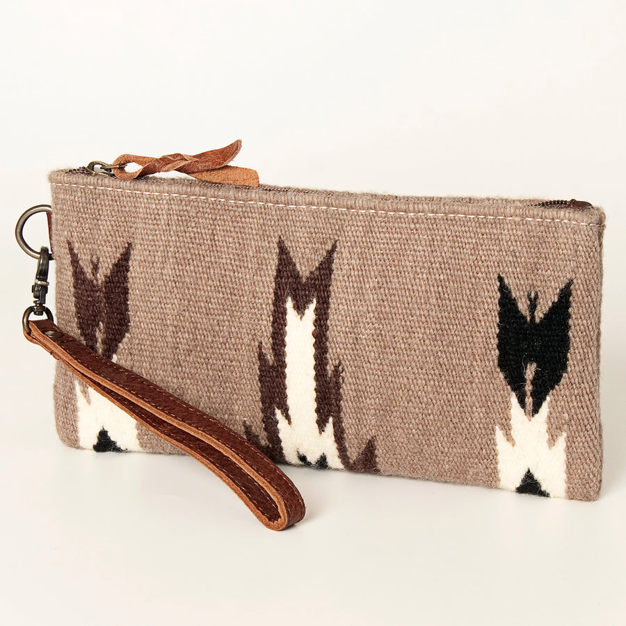 American Darling Western Leather Wristlet Bag with Hand Woven Saddle Blanket - Uhorse