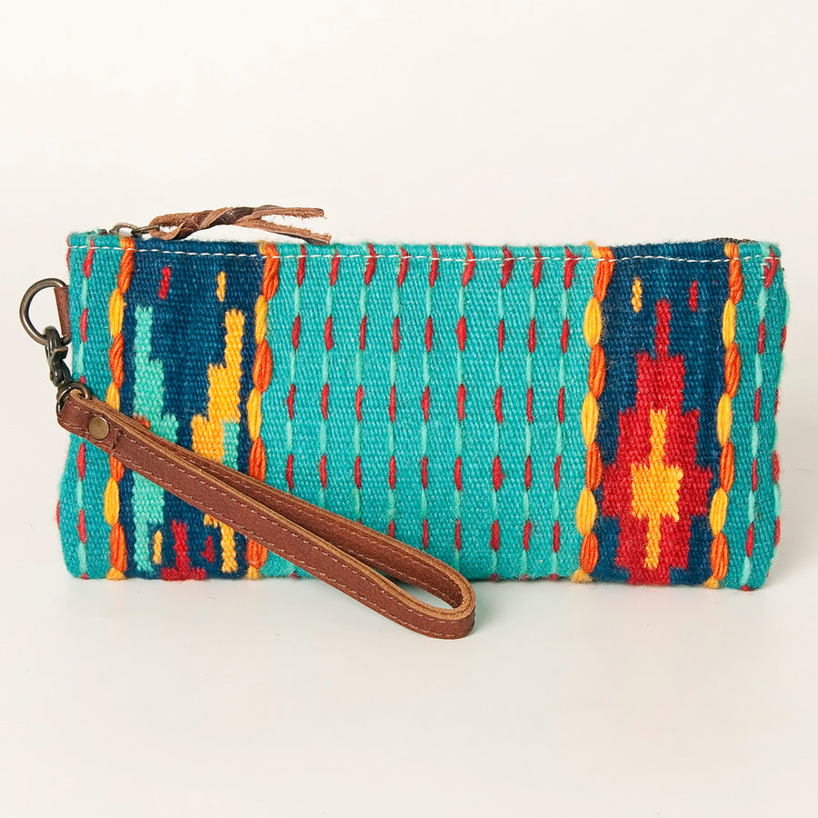 American Darling Wristlet Bag Handcrafted from Floral Embossed Damascus Genuine Leather with YKK Zipper and Wrist Strap