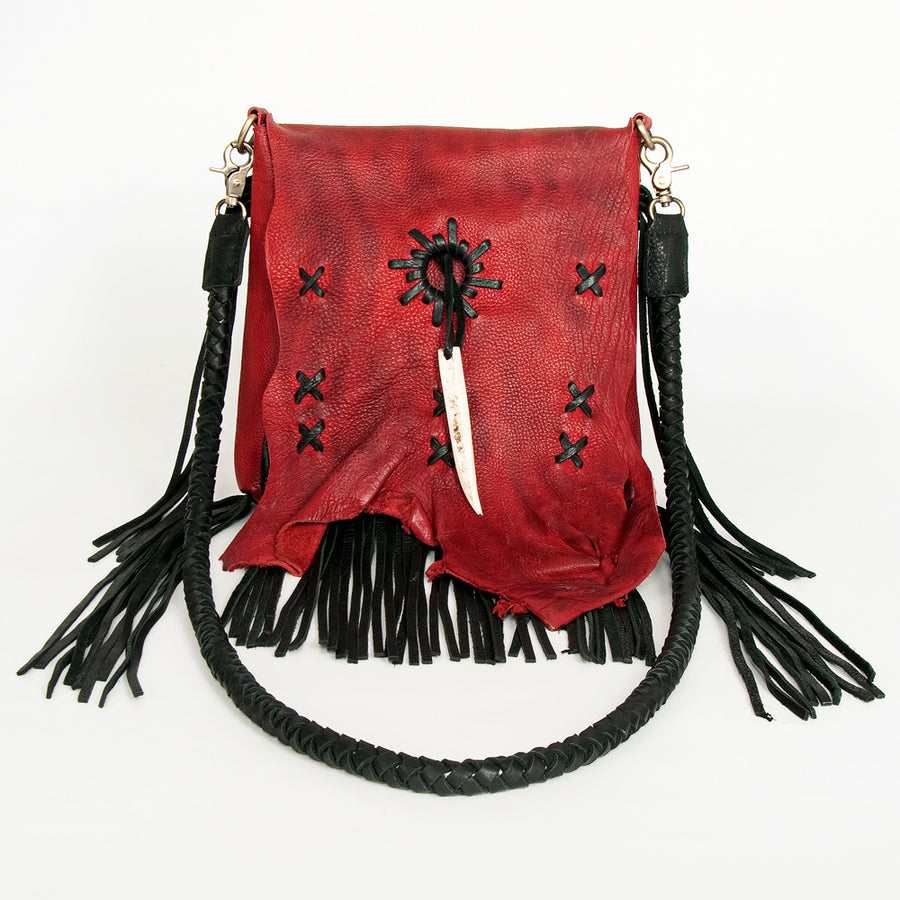 American Darling Cross body Bag Western Genuine Leather Handcrafted Purse with Fringes and Braided Detail