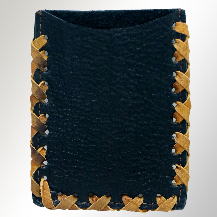 Dark leather pouch with rawhide lacing - Uhorse