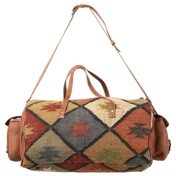 OHLAY KB341 DUFFEL Upcycled Wool Genuine Leather women bag western by Hilason – Cowboy and equestrian accessories
