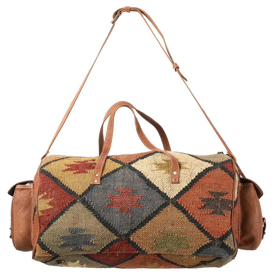 OHLAY KB341 DUFFEL Upcycled Wool Genuine Leather women bag western by Hilason – Cowboy and equestrian accessories