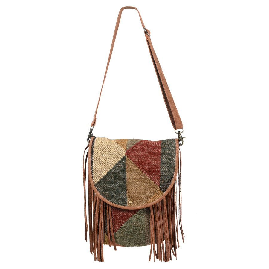 OHLAY Messenger Upcycled Wool Upcycled Canvas Genuine Leather women bag western handbag purse - Uhorse