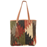 OHLAY KB345 TOTE Upcycled Wool Genuine Leather women bag western handbag purse