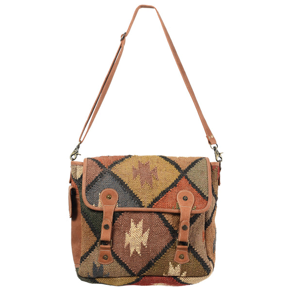 OHLAY Messenger Upcycled Wool Upcycled Canvas Genuine Leather women bag western handbag purse - Uhorse