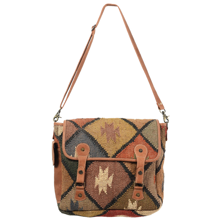 OHLAY Messenger Upcycled Wool Upcycled Canvas Genuine Leather women bag western handbag purse - Uhorse