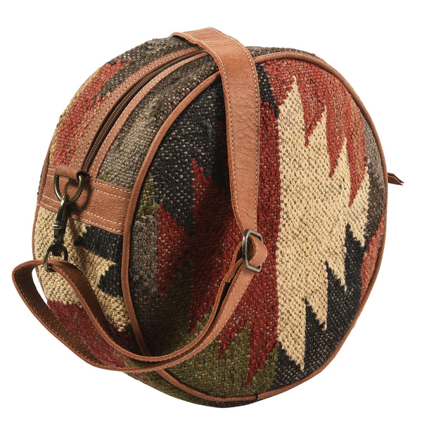 OHLAY KB347 Canteen Upcycled Canvas Genuine Leather women bag western by Hilason – Cowboy and equestrian accessories