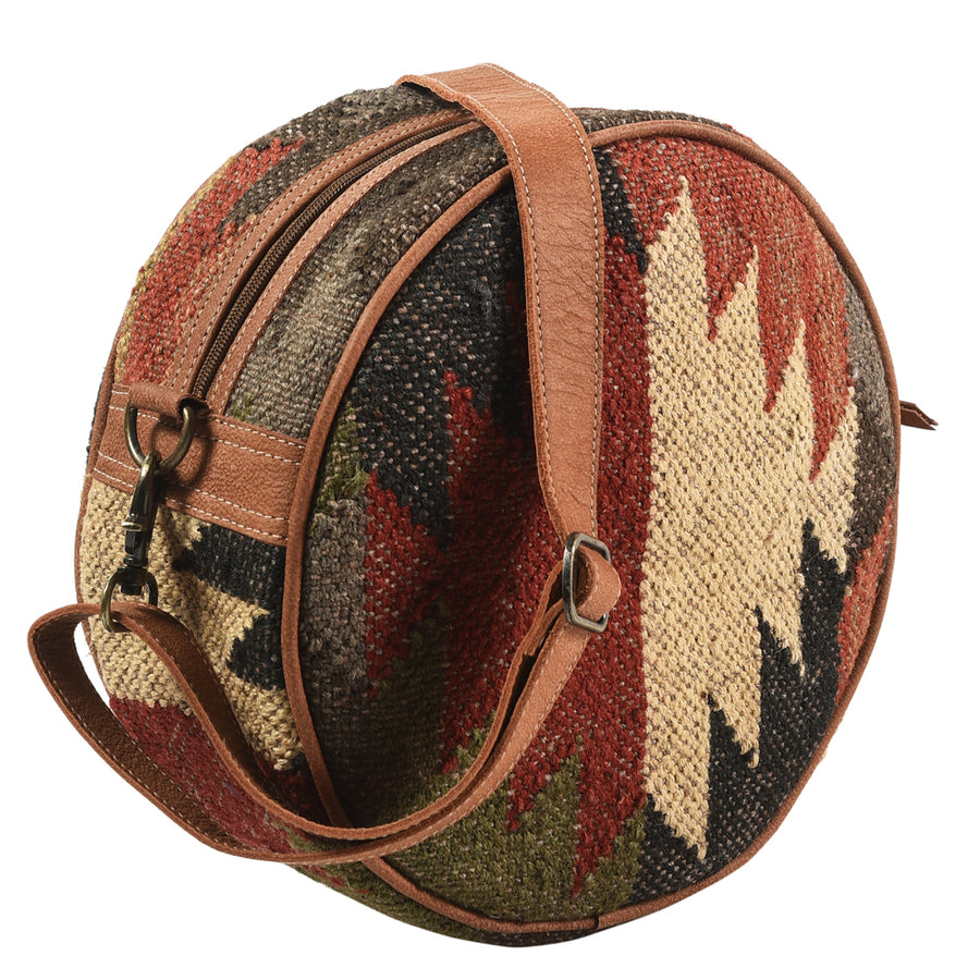 OHLAY KB347 Canteen Upcycled Canvas Genuine Leather women bag western by Hilason – Cowboy and equestrian accessories