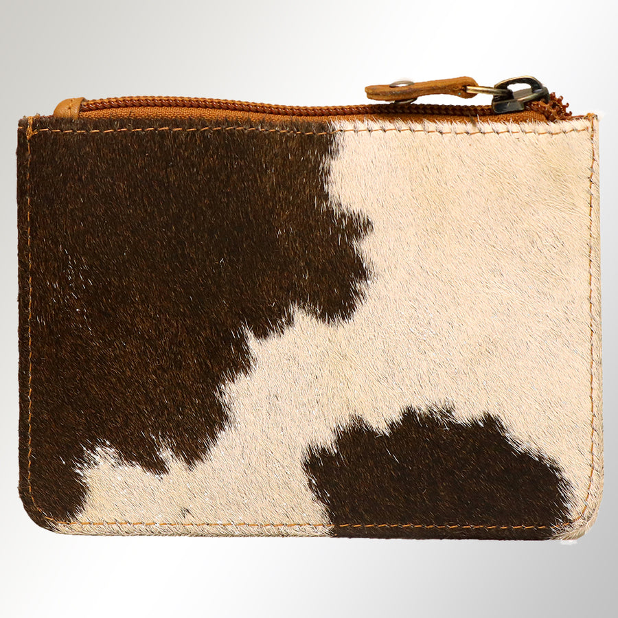 American Darling Coin Purse - Genuine Vegetable-Tanned Leather Western Wallet with Basket Weave and YKK Zipper - 4in x 6in