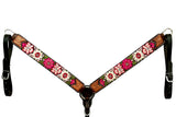 Bar H Equine Western Horse Floral Embroidery Design Genuine American Leather Tack Set