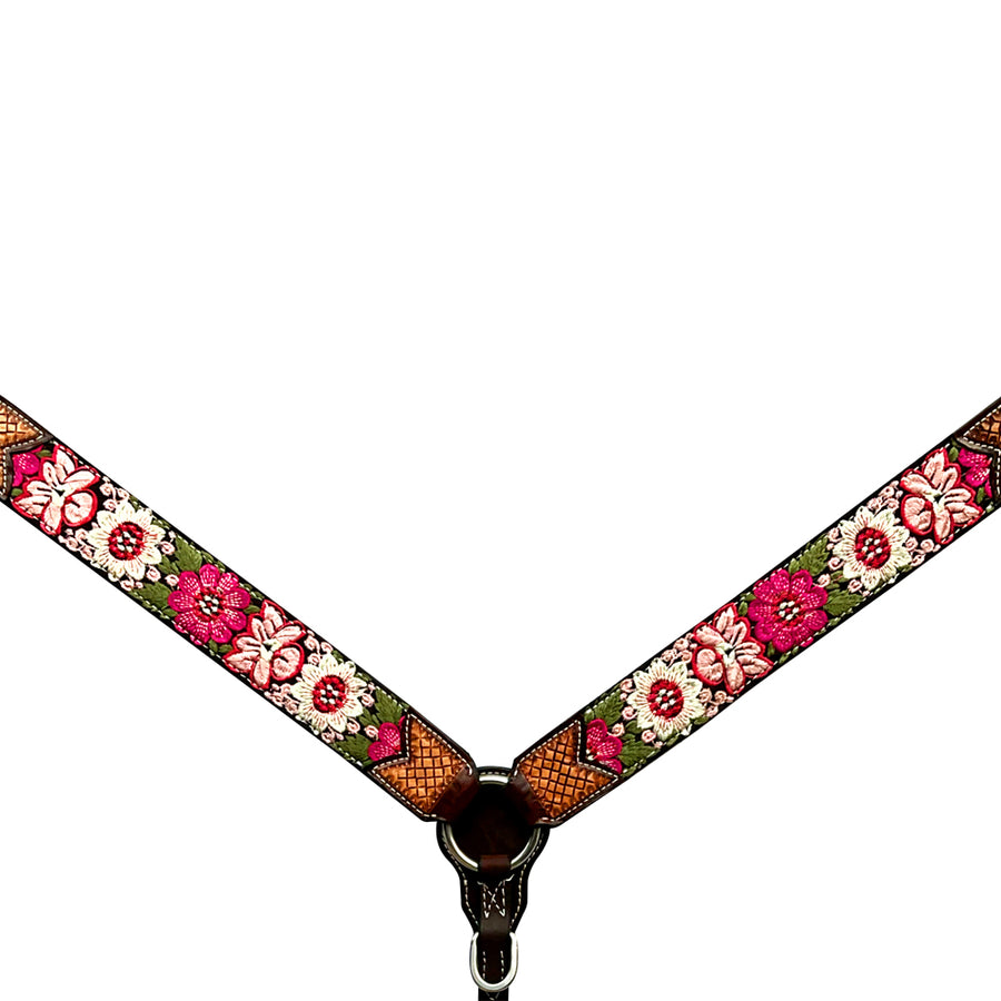 Bar H Equine Western Horse Floral Embroidery Design Genuine American Leather Tack Set - Uhorse